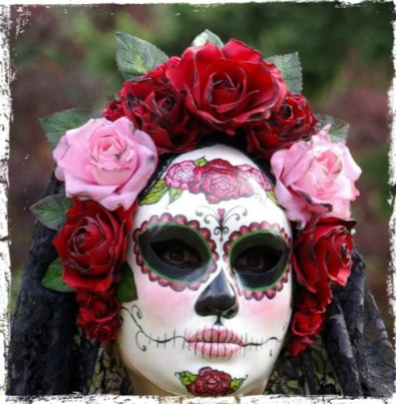 Ornate masks for the Day of the Dead, or just for any occasion that requires frightening spirits. Image:”How to make Dia de los Muertos Masks”