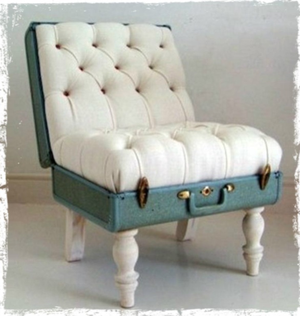 Goodwill always has suitcases--some rag-tag and some gently used. Now you can go forth and make sexy seating with them. Image:”How to mae a Suitcase Chair”